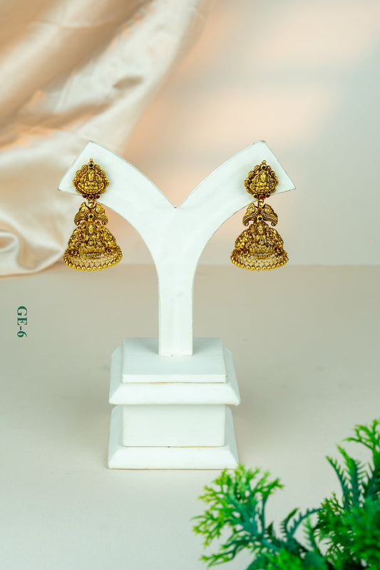 Traditional Temple Jhumka Gold Earrings