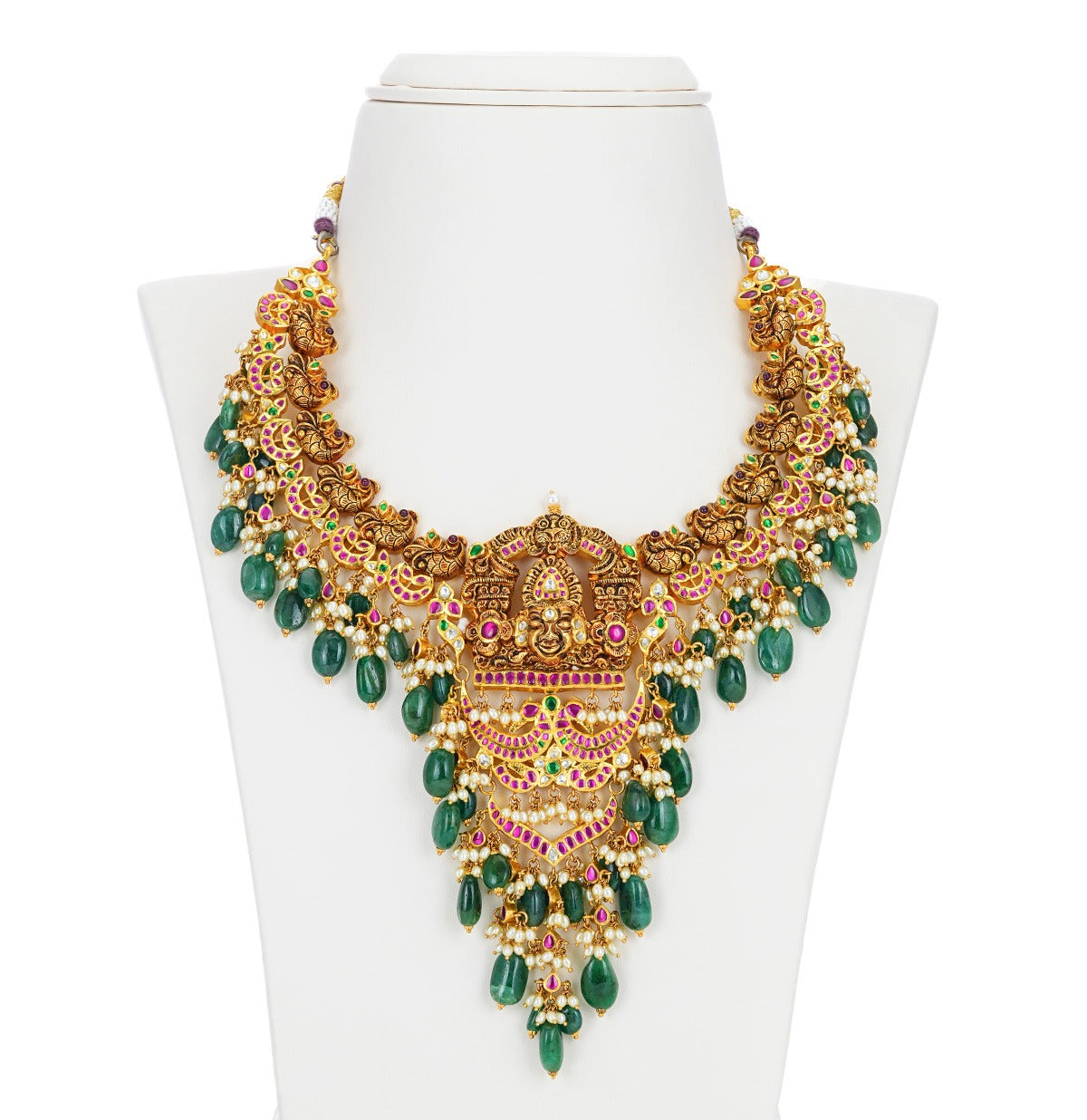 Intricate Shri Balaji Stone Gold Stone Necklace
