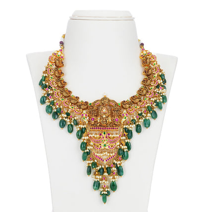 Intricate Shri Balaji Stone Gold Stone Necklace