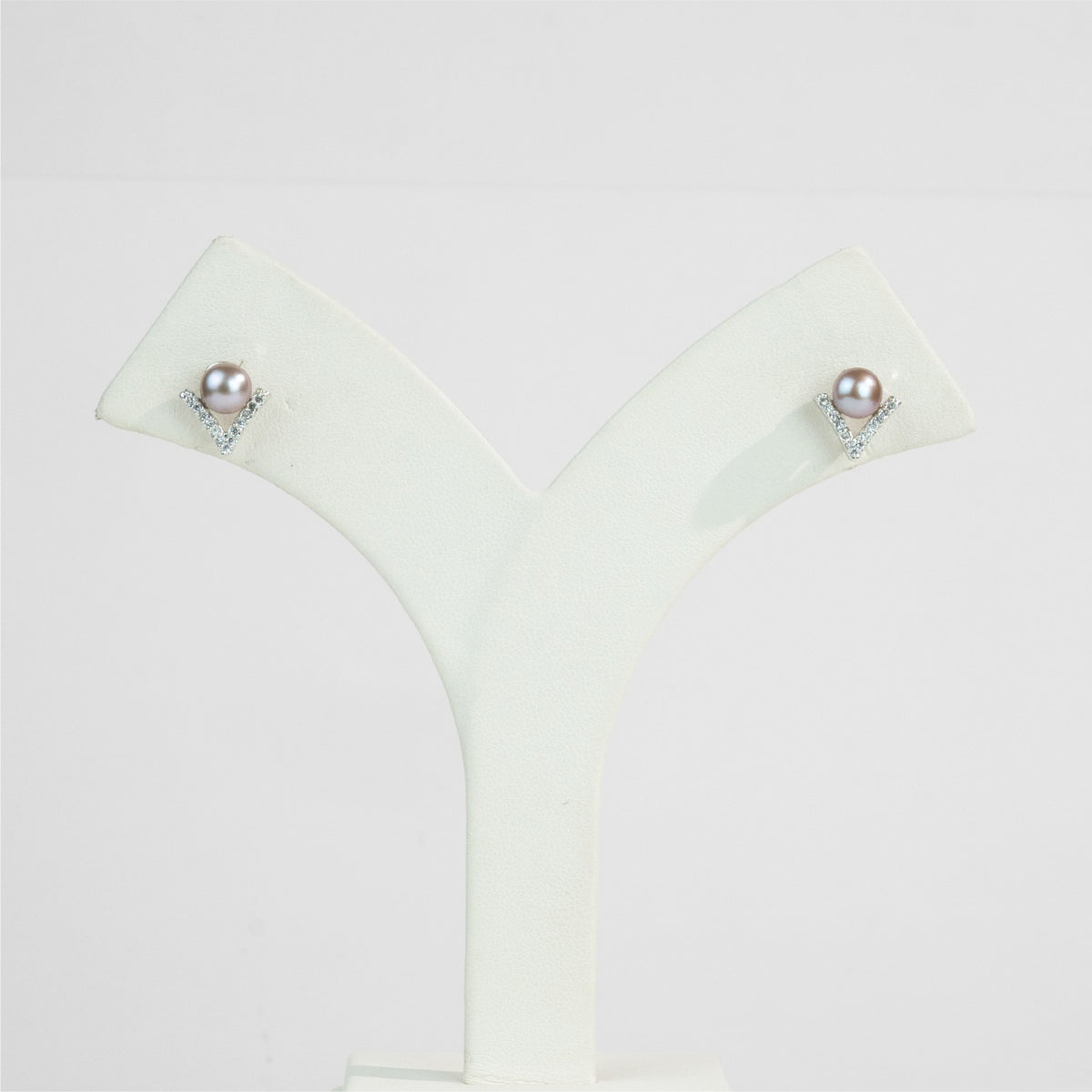 Subtle White Stone Pink Drop Freshwater Pearl Earrings