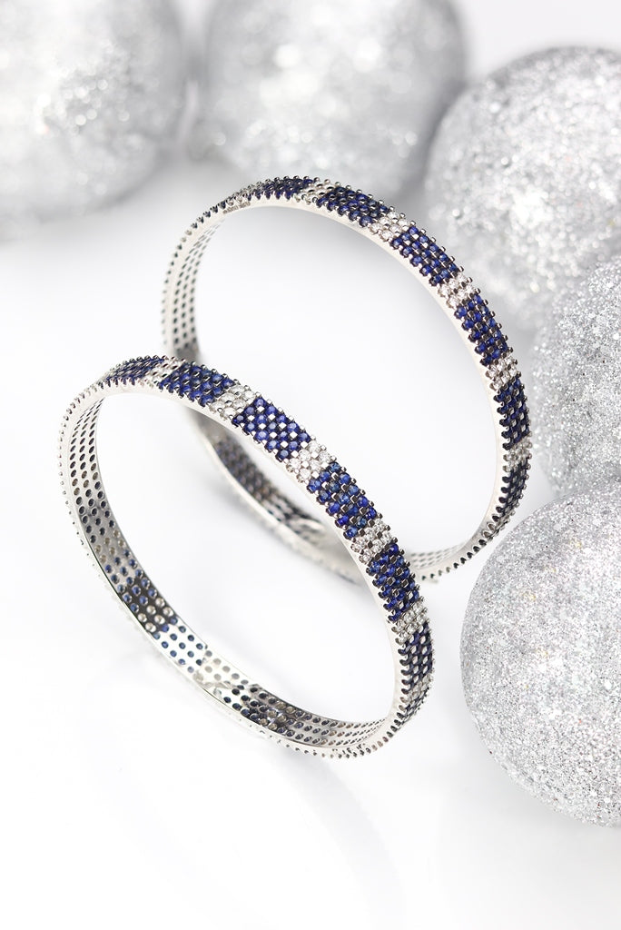 Stylish Blue Sapphire Diamond Bangle