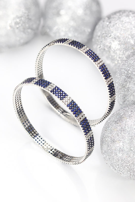 Stylish Blue Sapphire Diamond Bangle
