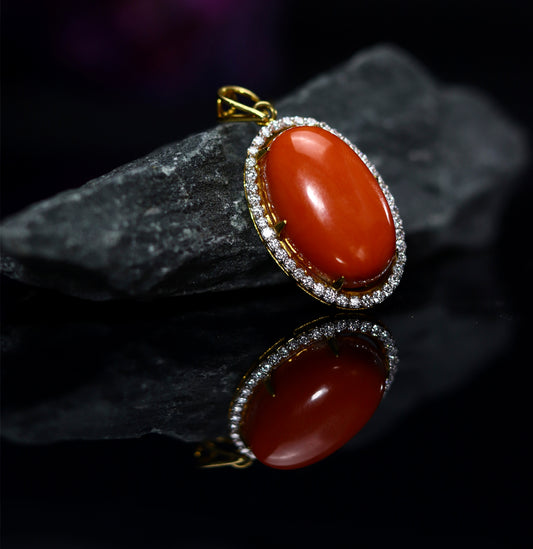 Beautiful Coral Diamond Pendent