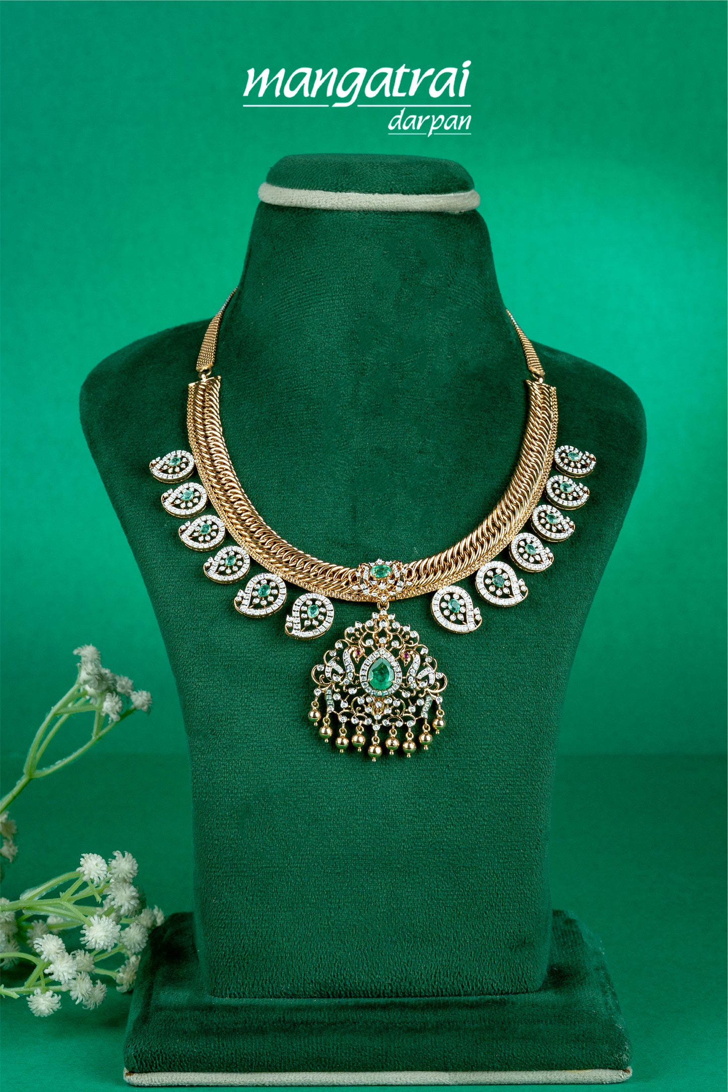 Regal Emerald Diamond Statement Necklace
