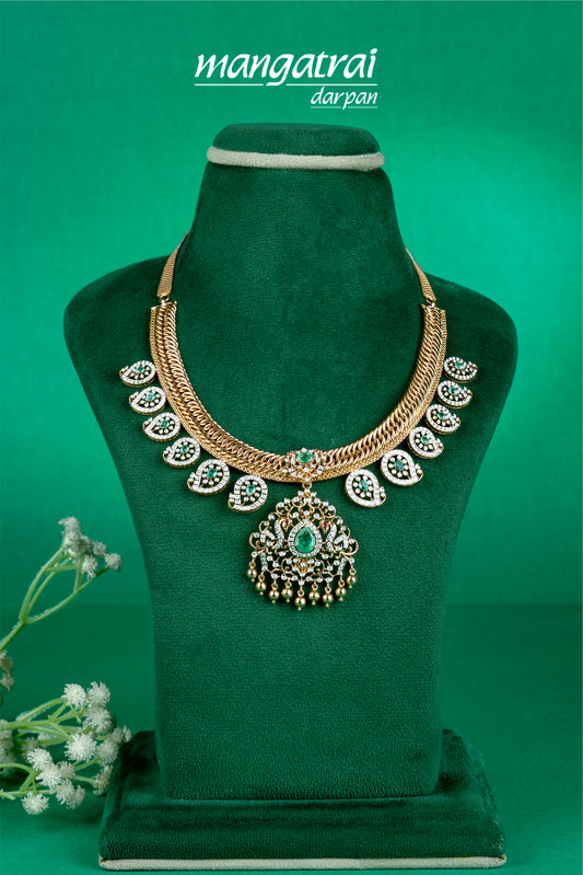 Regal Emerald Diamond Statement Necklace