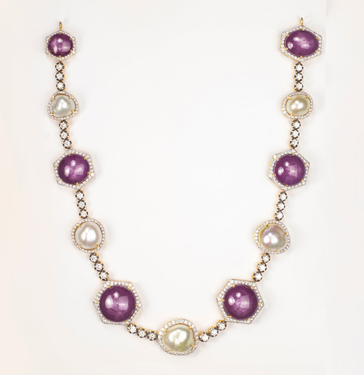 Exclusively Ruby with Pearl Diamond Necklace