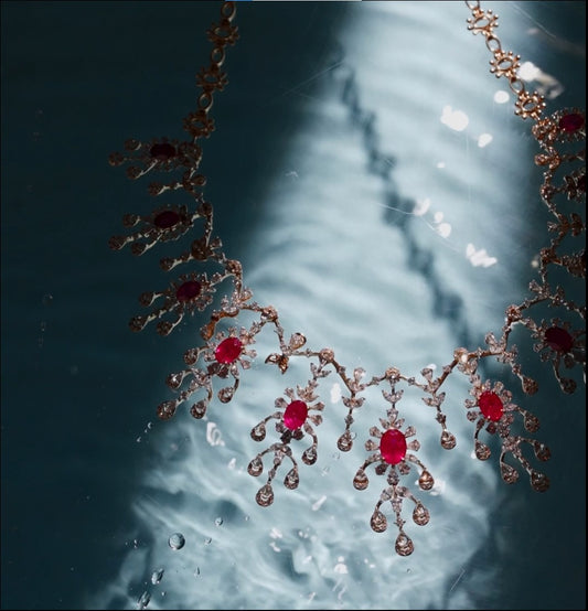 Glittering Ruby Diamond Necklace
