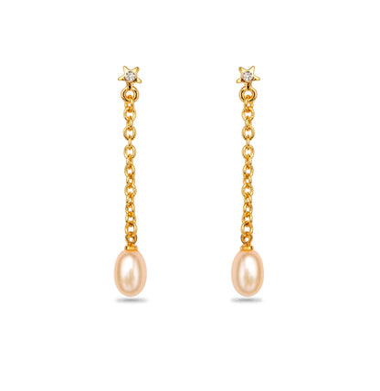 Lovely Pink Drop Freshwater Pearl Hangings Earrings