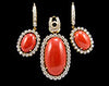 Coral Diamond Locket Set