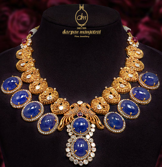 Brilliant Tanzanite and Polki Necklace Set