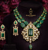Dainty Polki with Emerald  Necklace Set