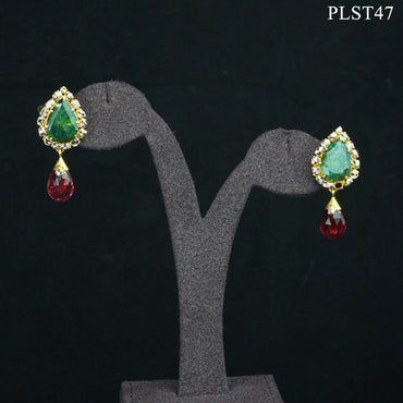 Picture Perfect Polki, Emerald and Tourmaline Gold Necklace and Earring Set