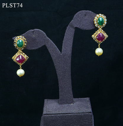 High Fashion Ruby and Emerald and Pearl Polki Necklace Set