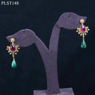Empress Emerald, Tourmaline and Polki Gold Necklace and Earring Set