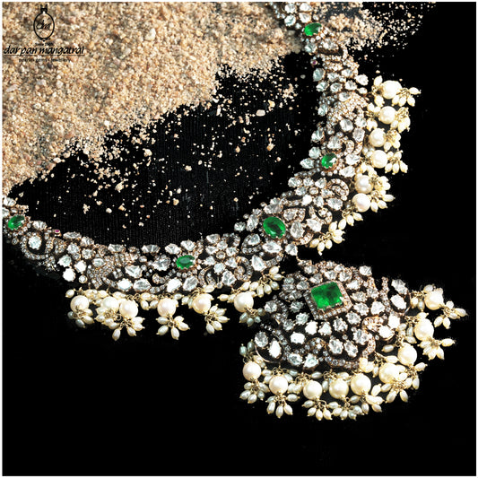 Your Highness Emerald Polki Pearl Necklace