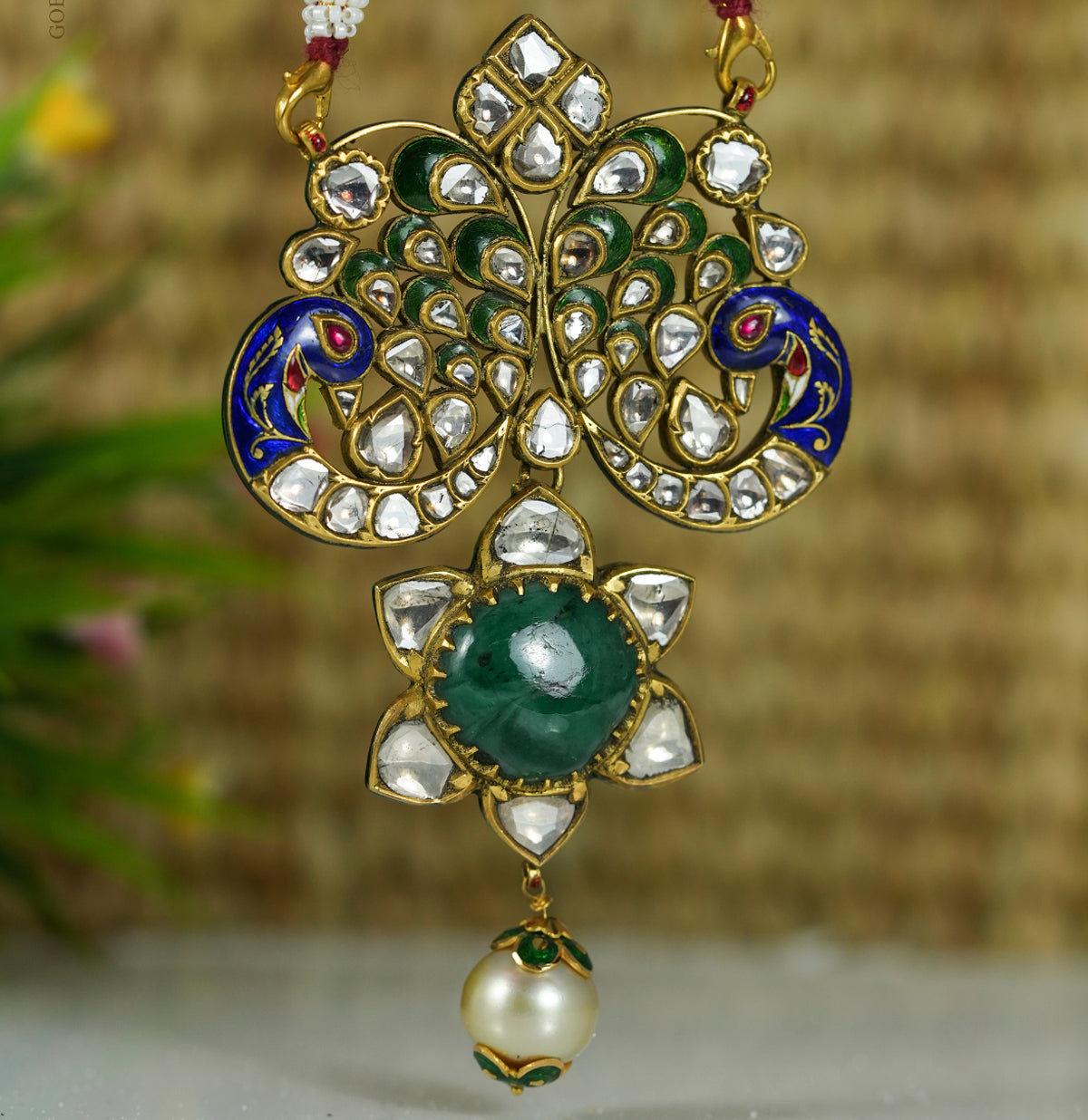 Designer Peacock Polki Locket