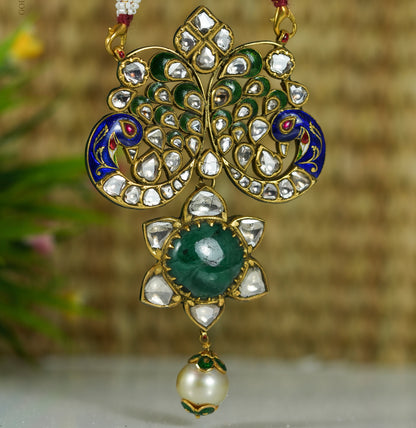 Designer Peacock Polki Locket