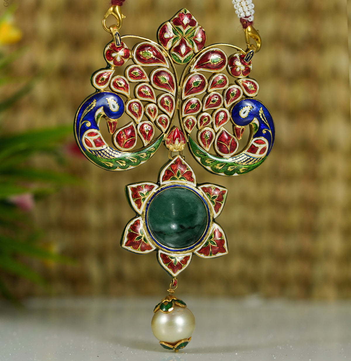 Designer Peacock Polki Locket