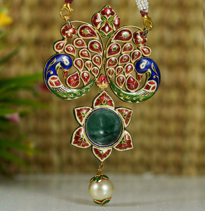 Designer Peacock Polki Locket