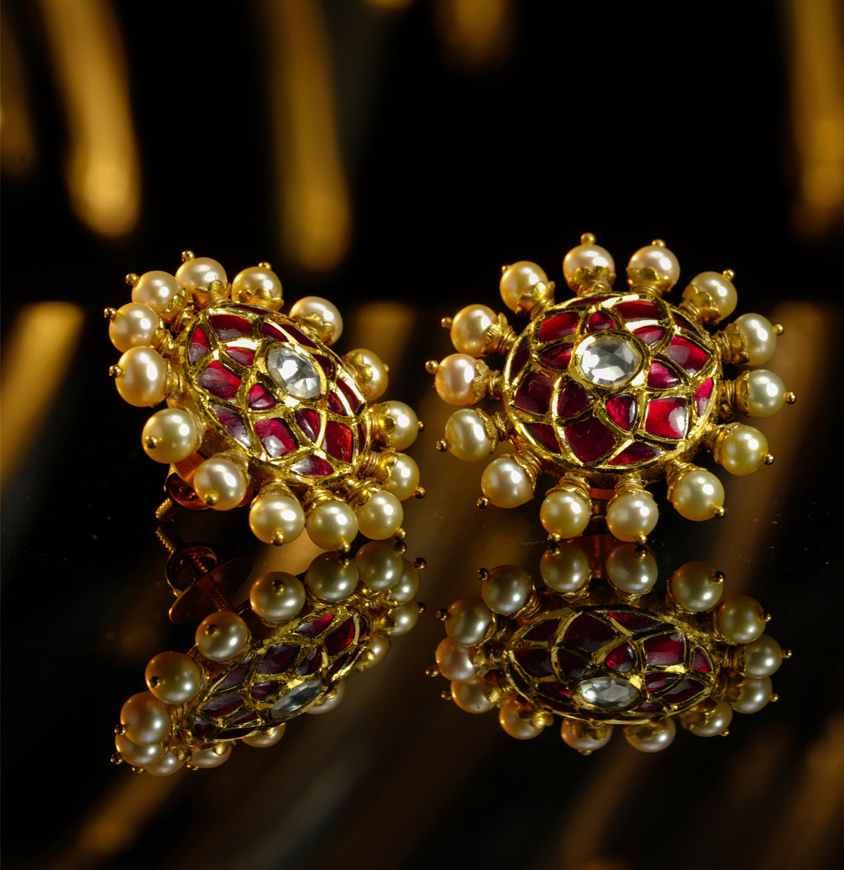 Feminine Pearl and Gold Earrings