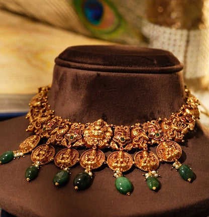 Stunning Gold Nakshi Laxmi Devi Necklace