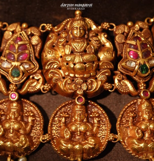 Stunning Gold Nakshi Laxmi Devi Necklace