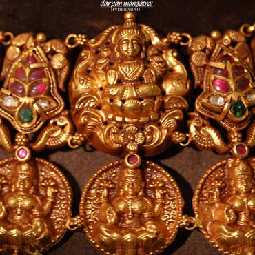 Stunning Gold Nakshi Laxmi Devi Necklace