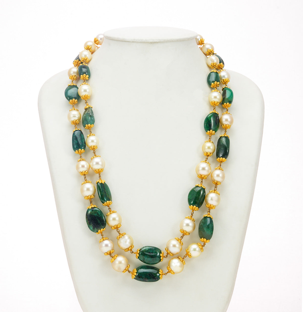 Intricate Emerald Pearl Taar Mala