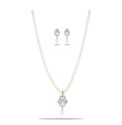 Dramatic White Stone Freshwater Pearl Necklace Set