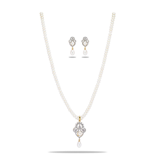 Dramatic White Stone Freshwater Pearl Necklace Set