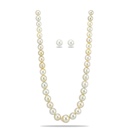 9.0-18.0mm Cream Near Round South Sea Pearls Necklace Set- A Quality