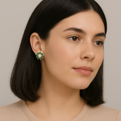 Luminescent Green Stone Freshwater Pearl Tops