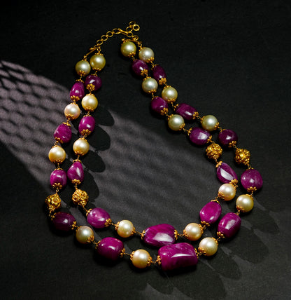 Sleek Ruby Pearl Taar Mala