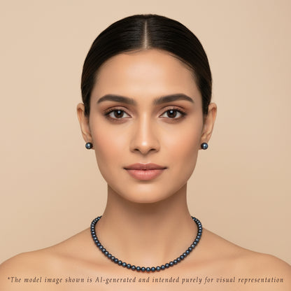 Elegance Black Freshwater Pearl Necklace Gift Box