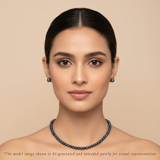 Elegance Black Freshwater Pearl Necklace Gift Box