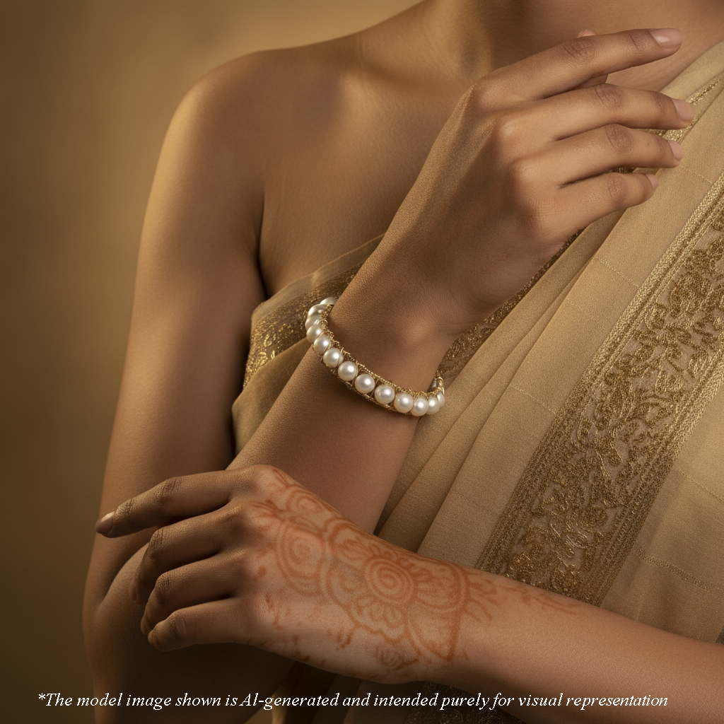 Delicate Near Round White Freshwater Pearl Bracelet