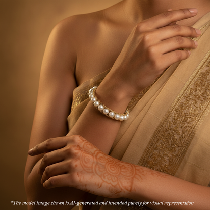 Delicate Near Round White Freshwater Pearl Bracelet