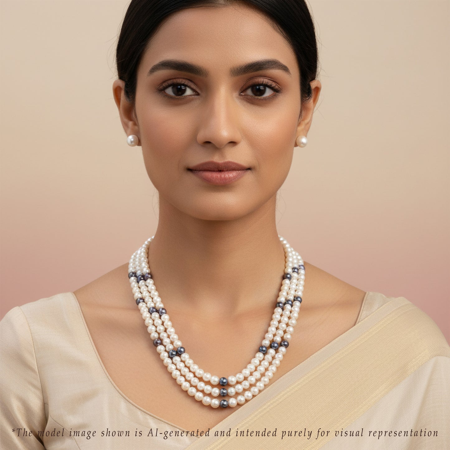 6.0-7.0mm Multicolor Near Round Freshwater Pearl Necklace Set - A Quality