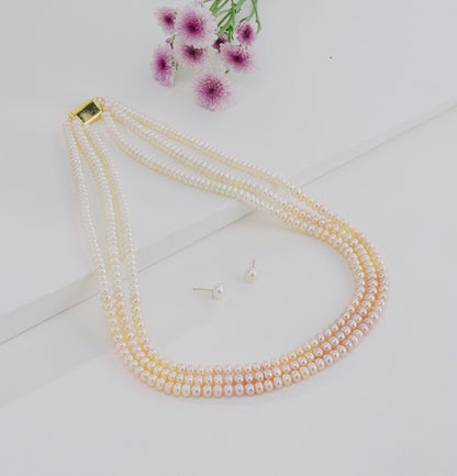 3.0-4.0mm Rainbow Freshwater Pearl Necklace Set - AA Quality