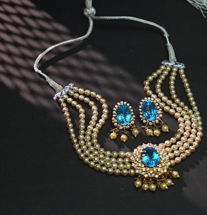 Miniature Akoya Pearl And Amethyst Stone Choker Set