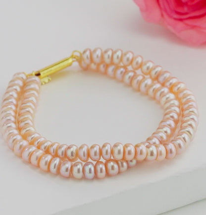 4.0-5.0mm Graceful Pink Button Freshwater Pearl Bracelet