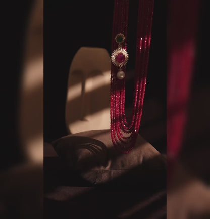 Precious Diamond Sidepiece With Ruby Necklace