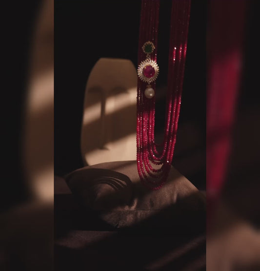 Precious Diamond Sidepiece With Ruby Necklace