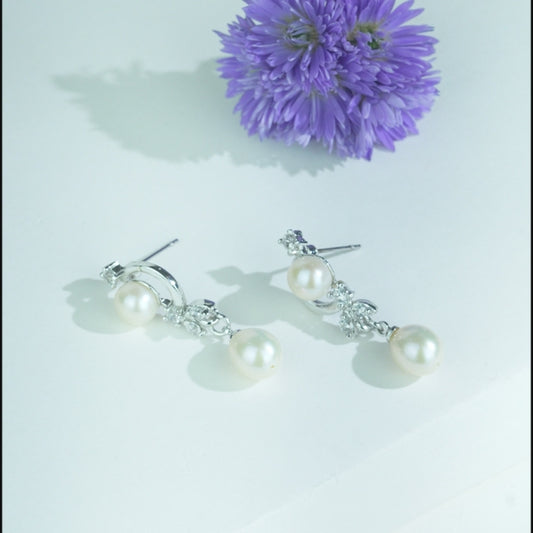 Stylish White Mix Freshwater Pearl Stud Earrings