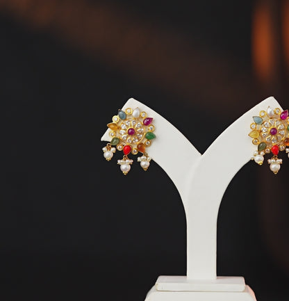 Regal Multicolor Navratan Stone Earrings