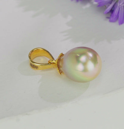 13.0-14.0mm Classic Golden Drop South Sea Pearl With 18K Yellow Gold Pearl Locket