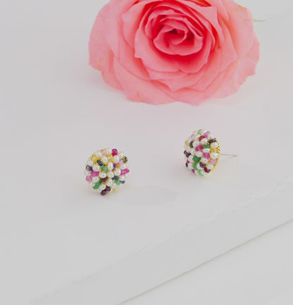 Colorful Multi Color Seed Freshwater Pearl Stud