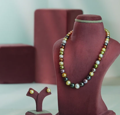 8.0-14.0mm Superior Multicolor South Sea Pearl Necklace Set -A Quality