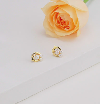 Rosy White Freshwater Pearl Studs Earrings