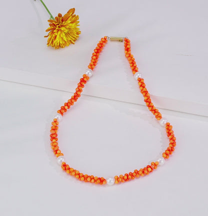 Orange Multoclor Beads Necklace